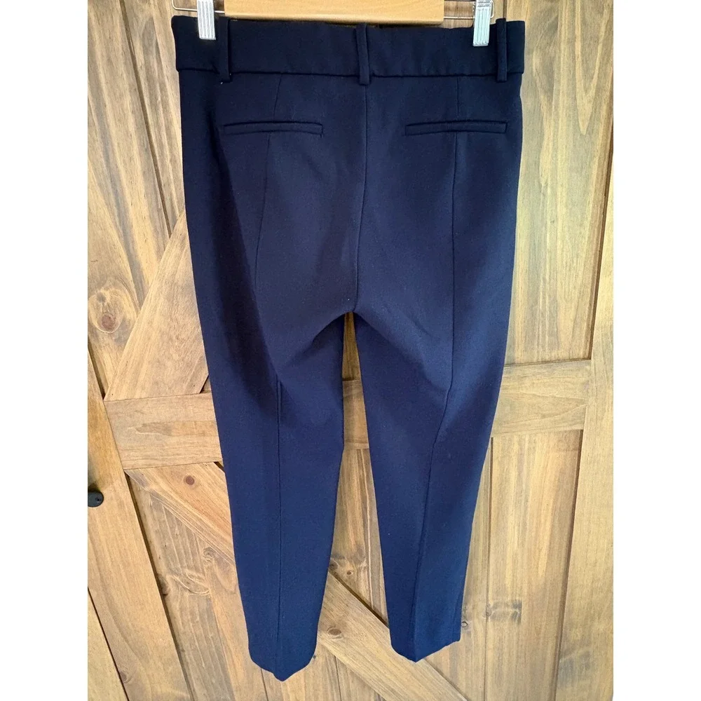 J.Crew Cameron Slim Crop Pants Navy Blue Bi-Stretch Cotton Trousers Womens Sz 2